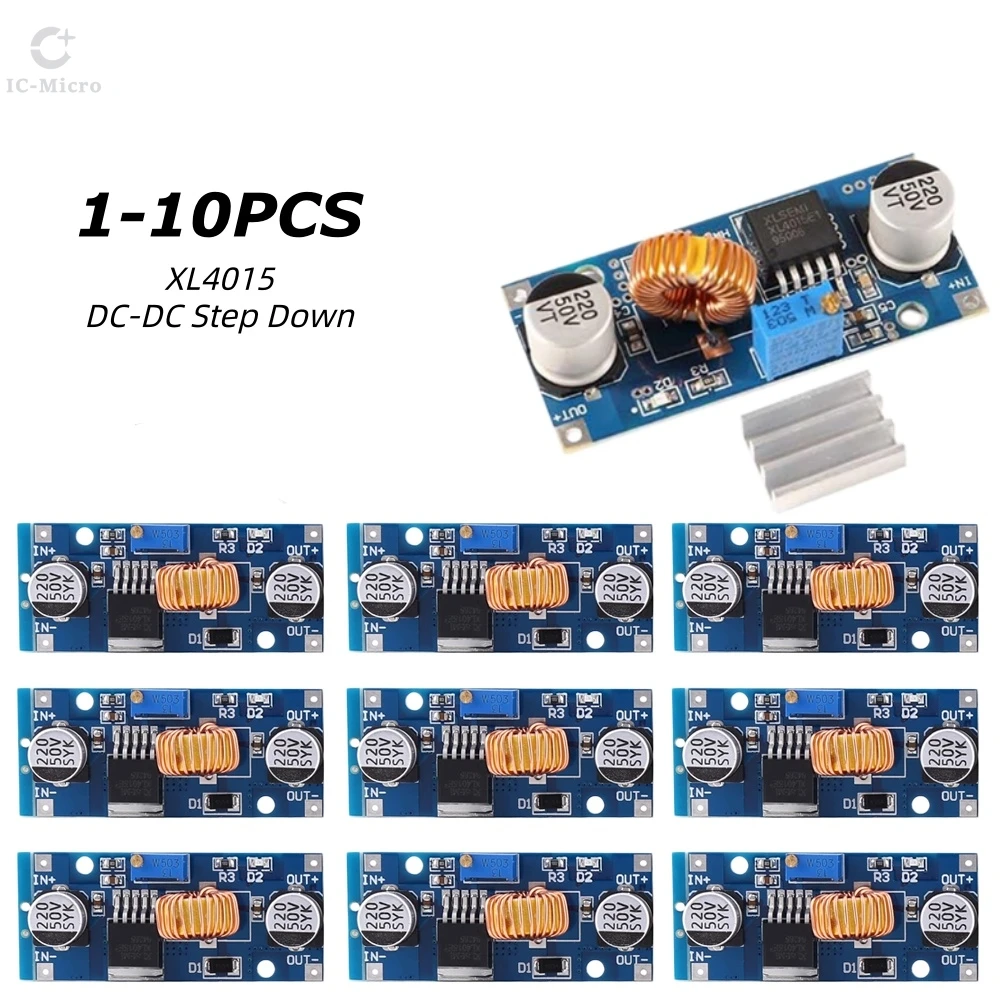XZG 5A DC-DC Step Down Adjustable Power Supply Module Lithium Charger XL4015 4~38V 96% 5A DC adjustable step-down module 1-10PCS
