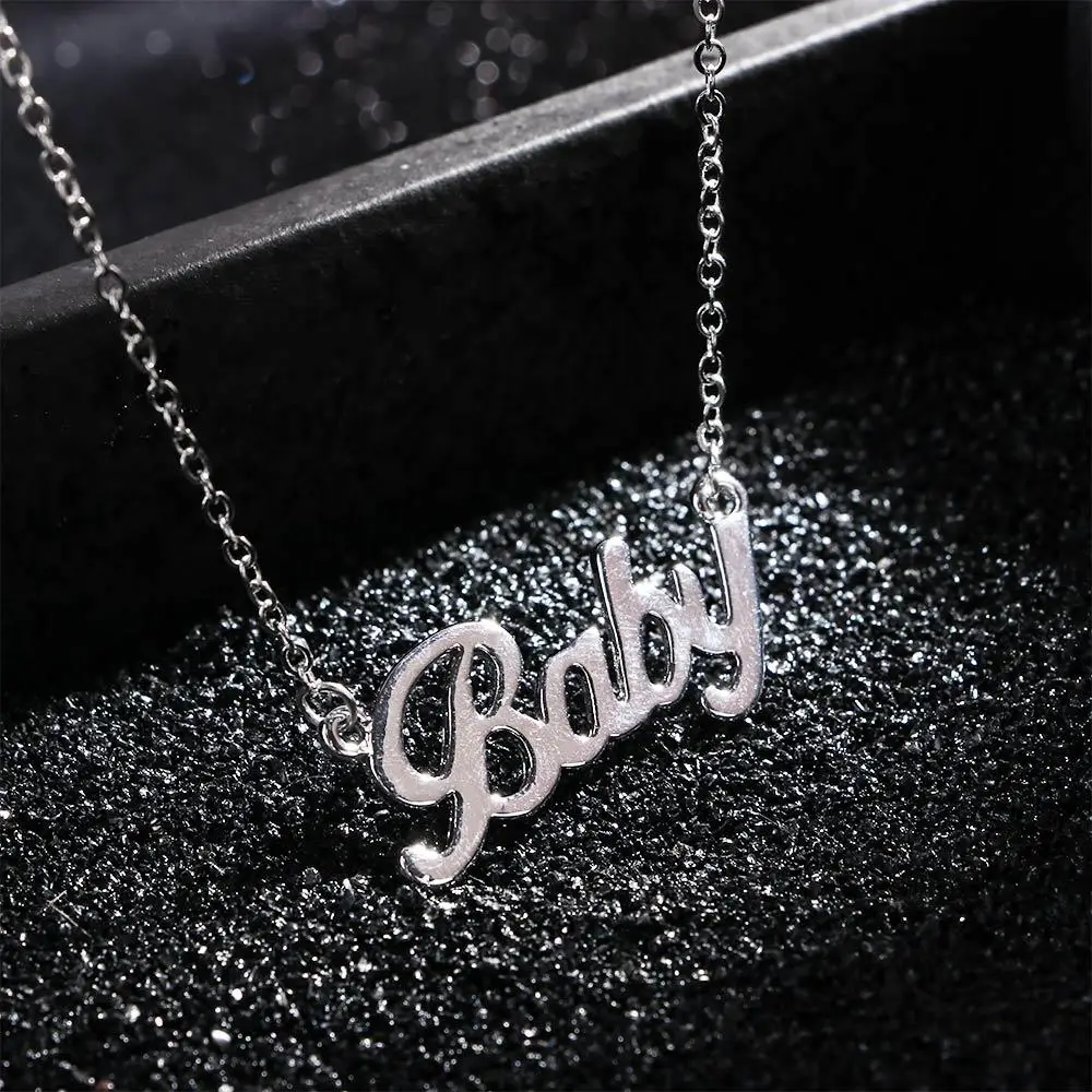 Gift Pendant Jewelry Popular American Brand Alloy Women Necklace Letter BABY Necklace BABY