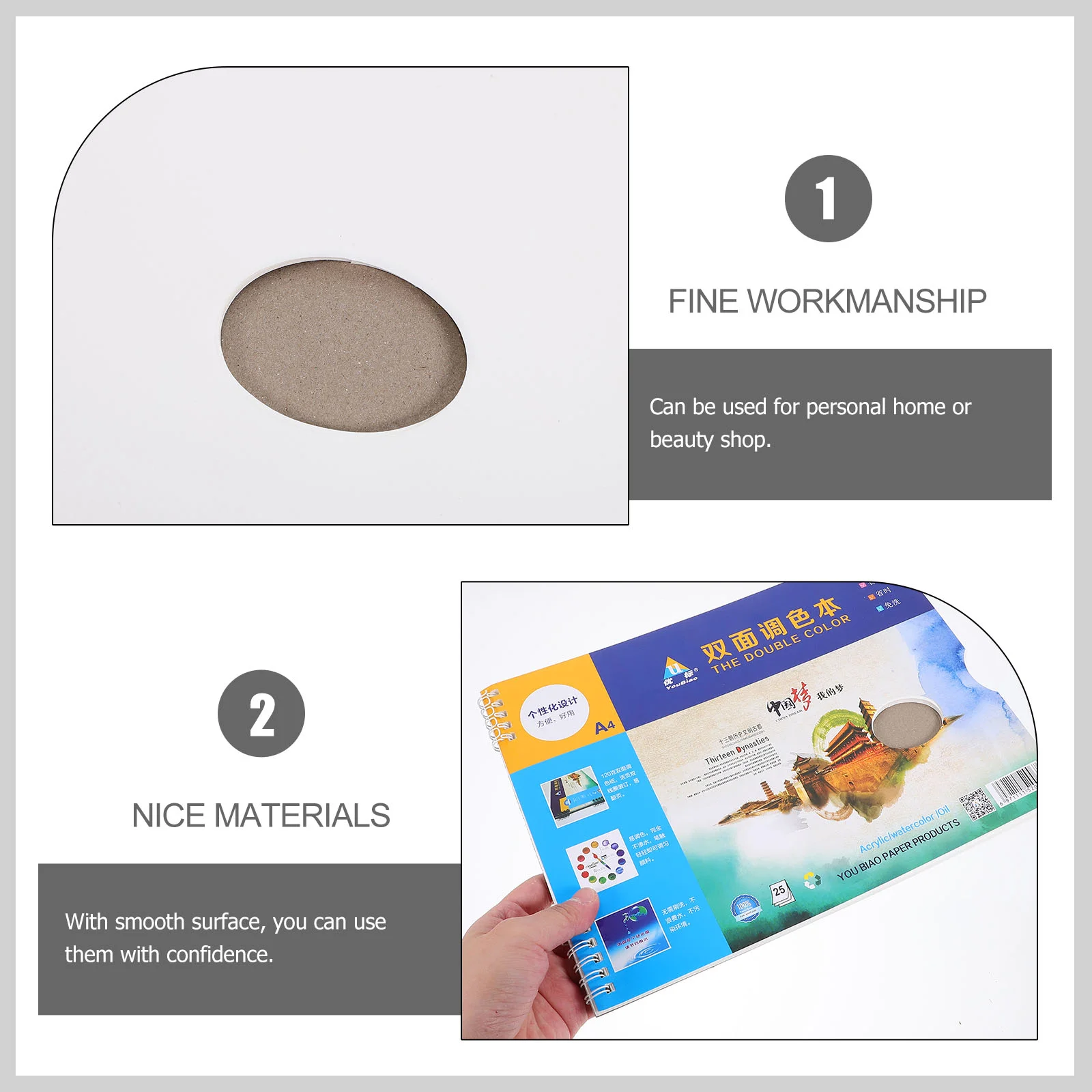 Special Gouache Double-sided Acrylic Oil Paint Palette for Students Washable Cardboard Paper Color Pallet Water White