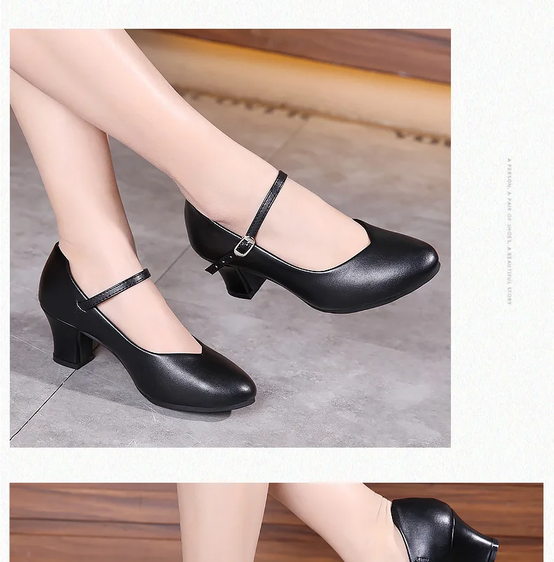 Modern dance shoes for adult women with medium high heels and soft soles Latin ballerina shoes girls