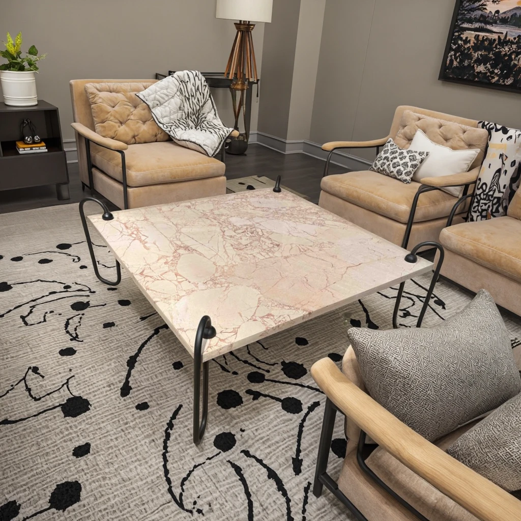 Modern Marble Coffee Table Set with Nesting Design Combination & Customizable Eco-Friendly Durable for Living Room