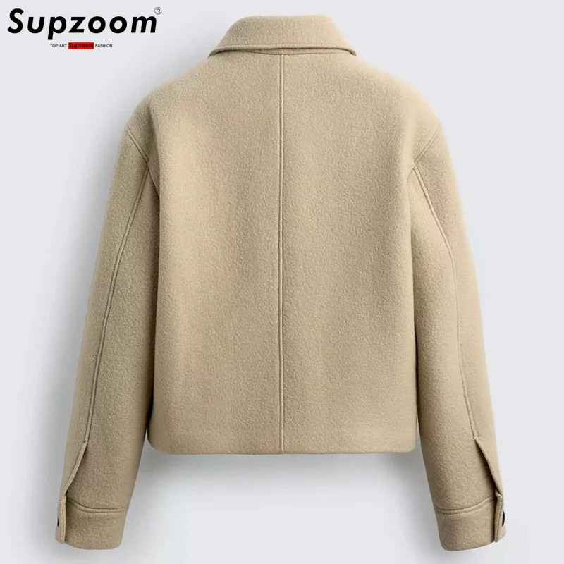 Supzoom 2025 وصول جديد الذكور الملابس الشعبية الخريف والشتاء سميكة عادية إنجلترا الرجعية واحدة الصدر معطف الصوف الرجال #6