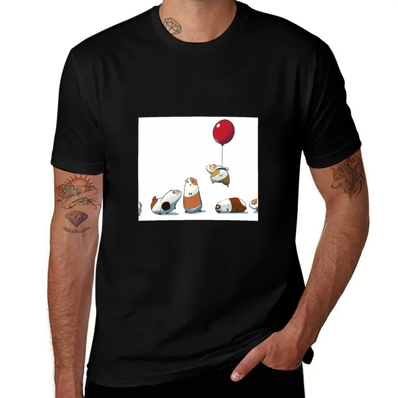 playing Guinea are with pig balloon red family T-Shirt Big and Tall Solid Color T-Shirt