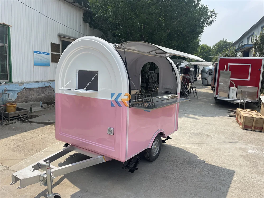 Hot Dog Coffee Cart Mobile Kitchen Concession Fast Food Trailer With Catering Equipments Snack Food Truck Trailer