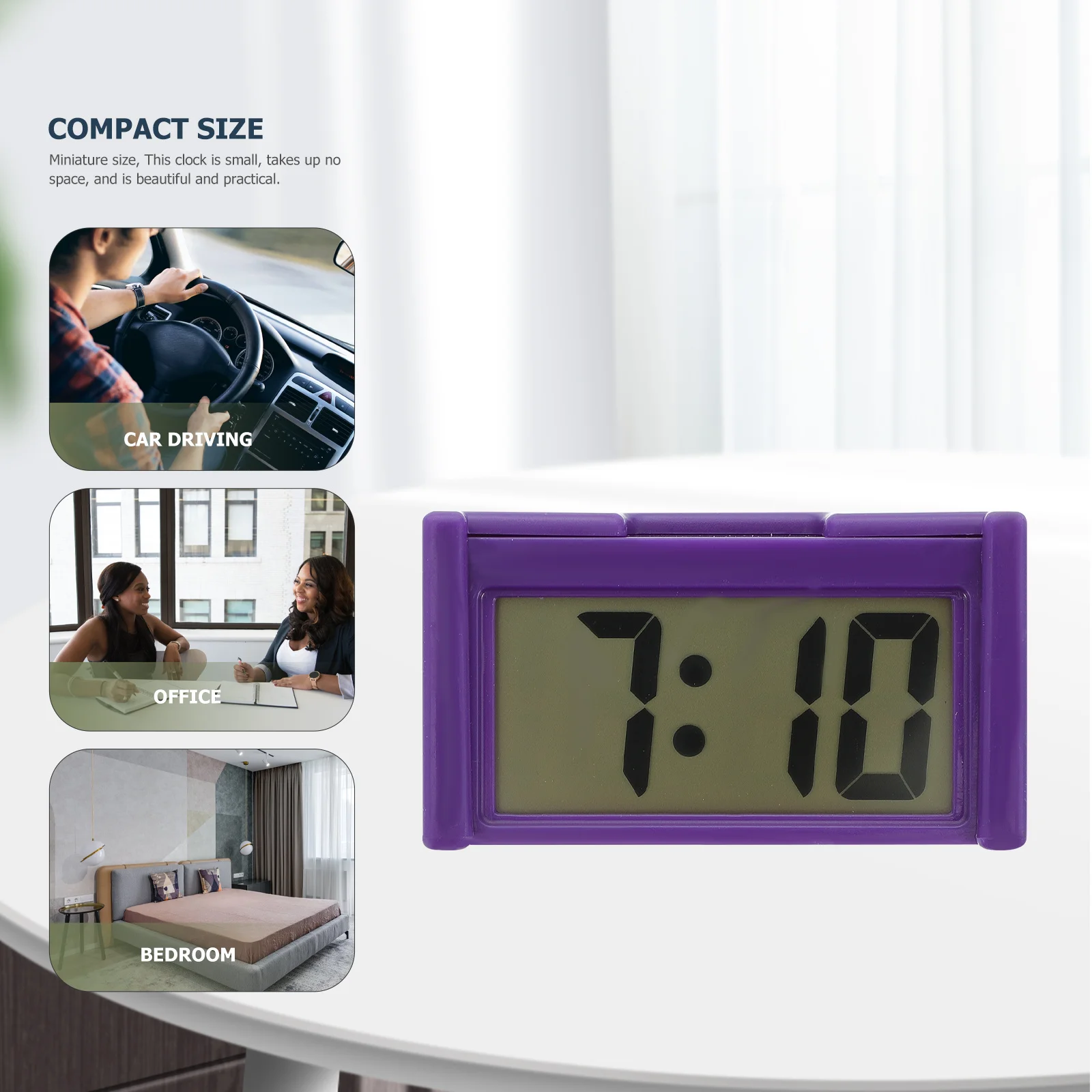 

2Pcs Car Clock Electronic Mini Digital Auto Dashboard Stick on Clock Car Dash Large Screen Display Practical Portable Gift