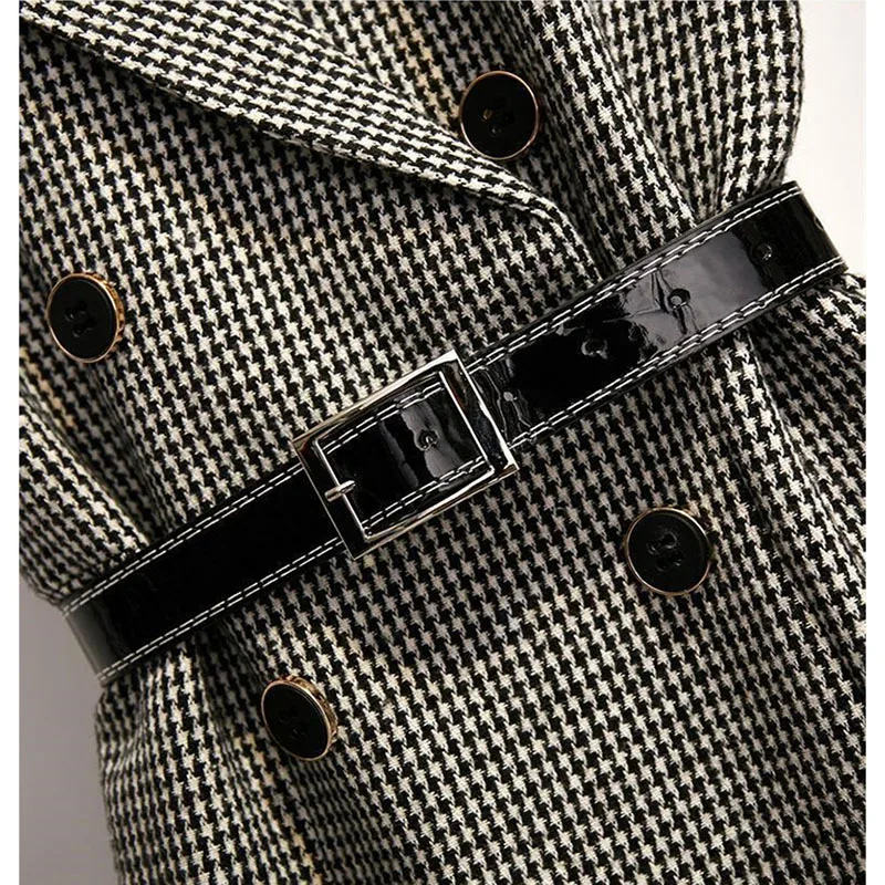 Women Plaid Strap Woolen Vest Dress Autumn Winter New Fashion Sleeveless Long Dress With Sweater 2PCS Elegant Wool Dress Outfit