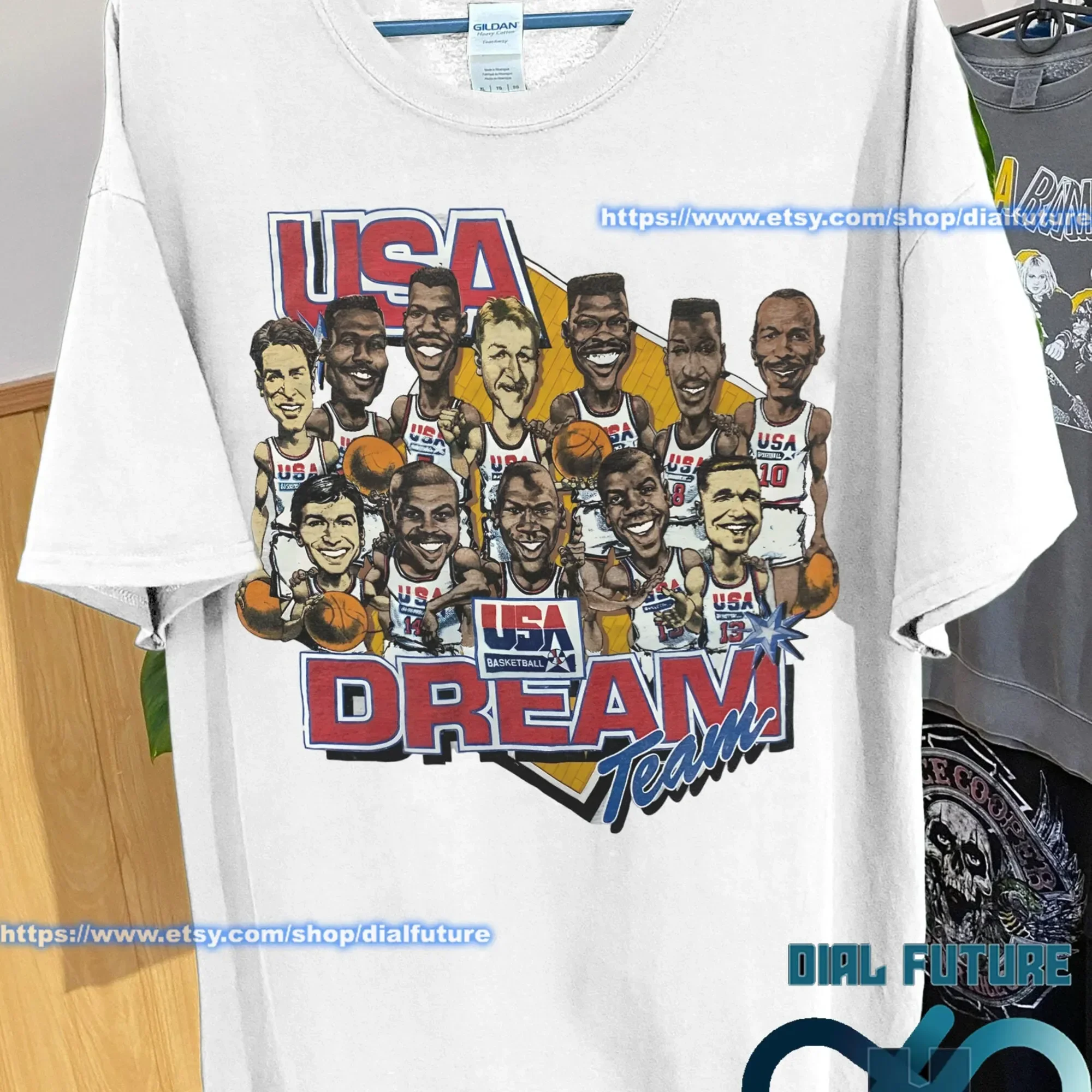 Vintage-Stil 1992 Basketball T-Shirt 90er Jahre Dream Team USA