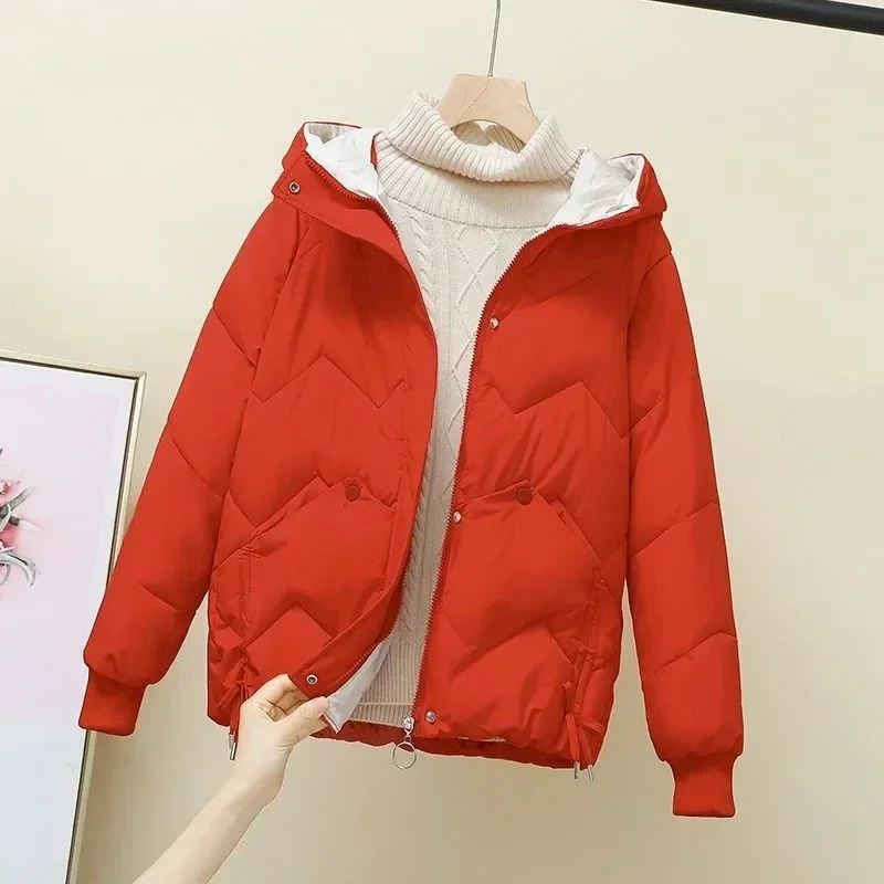 2023 nuova moda coreana sciolto autunno inverno parka donna soprabito corto spessa con cappuccio in cotone imbottito giacche cappotti capispalla femminile