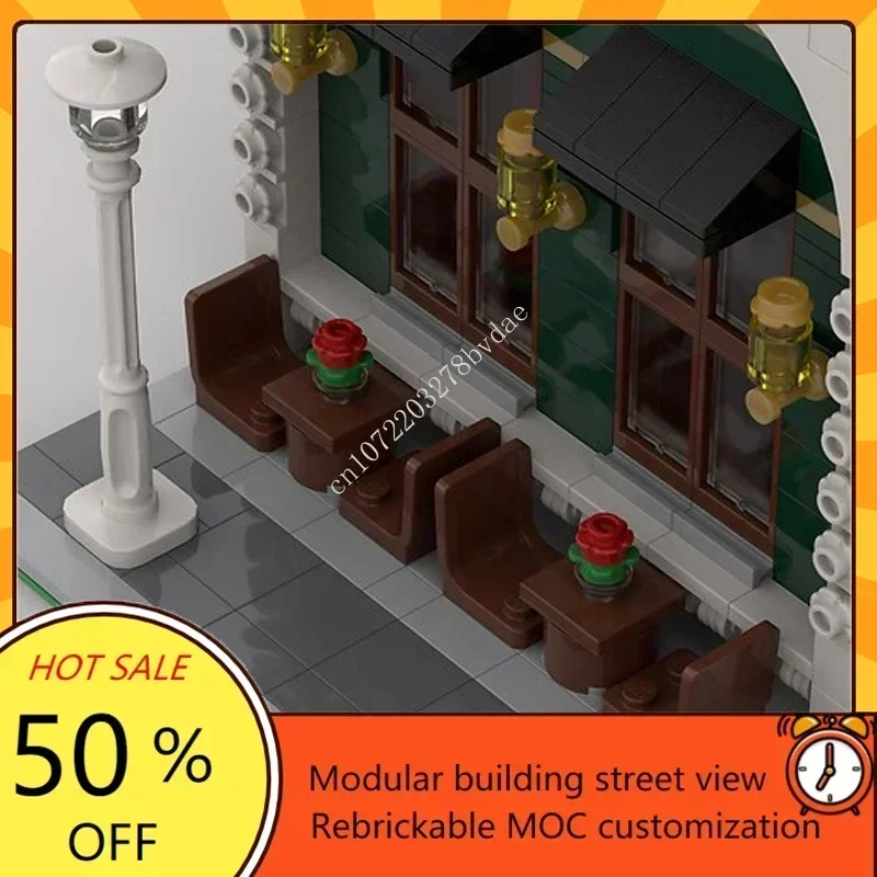 3058PCS 사용자 정의 MOC 모듈 형 에메랄드 레스토랑 스트리트 뷰 모델 사용자 정의 퍼즐 기술 DIY 조립 장난감 선물