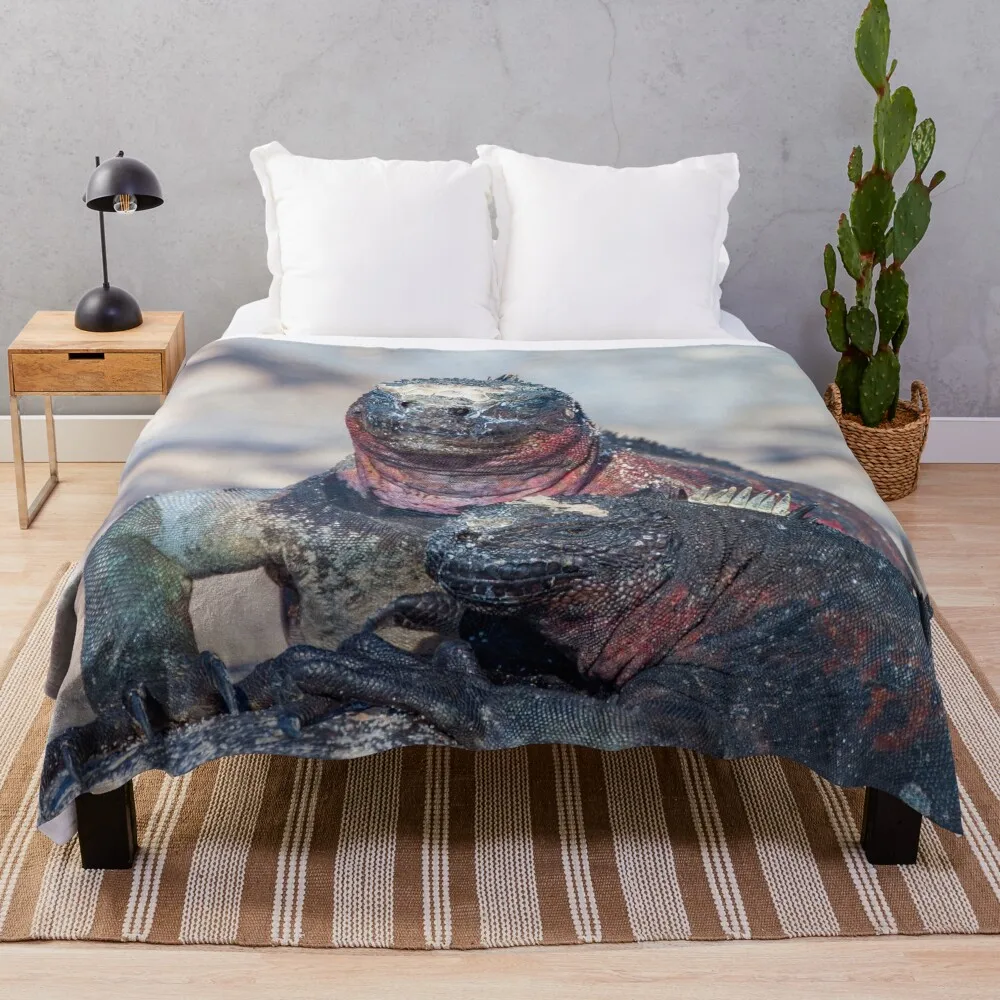 Two Colorful Marine Iguana Lizards Throw Blanket wednesday christmas decoration Bed Fashionable Blankets