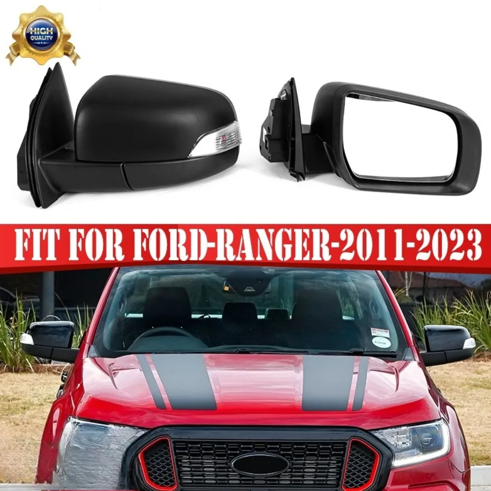 9 Pin Rearview Mirror Assembly Glass Parts  2Pcs Left+Right Side Black Electric Door Wing Mirror Power Fold For Ford Ranger 2012