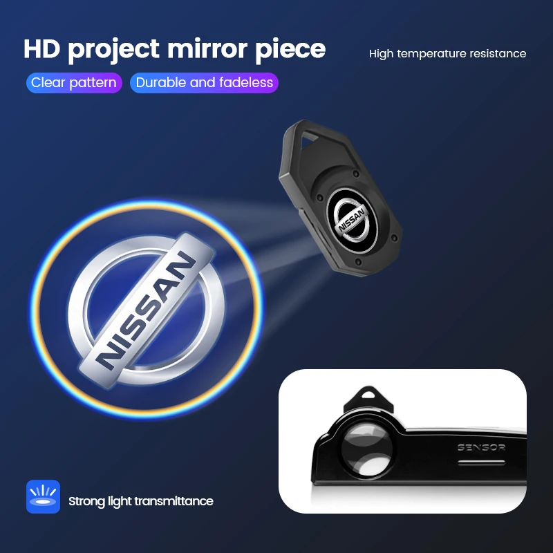 1/2 PIÈCES HD Voiture Porte Bienvenue Lumière LED Sans Fil Projecteur Lampe Pour Nissan Tiida Qashqai March Terrano 2 Skyline Juke Leaf x-trail