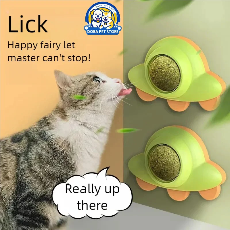 

Rotating Cat Mint Ball Toy Rocket Flying Disc Style Kitten Self Fun Relaxation and Teasing Cat Toy