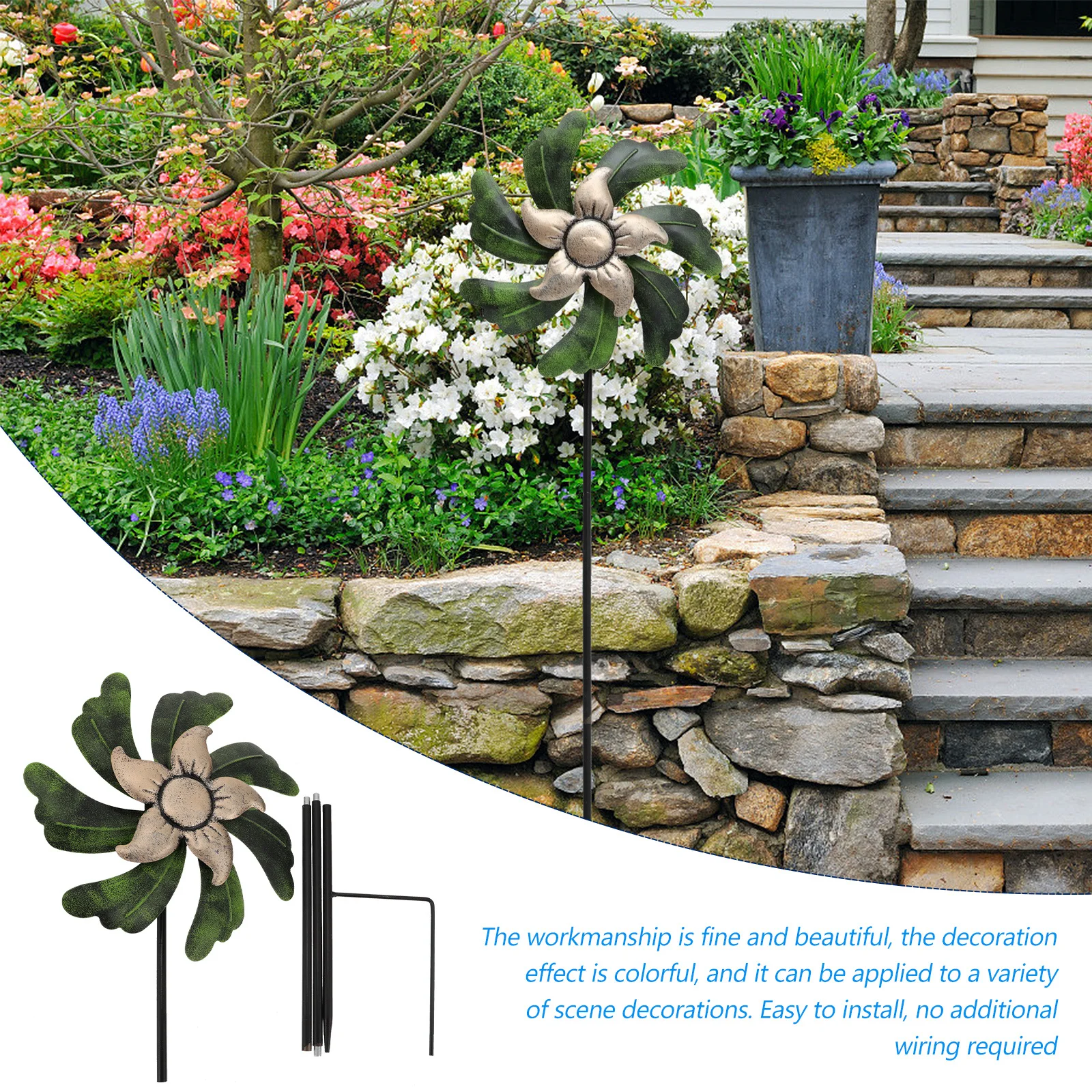 

Decoration Iron Garden Windmill Outdoor Yard Pinwheel Park Windmill Adornment Landscape Decorative Spinner Garden Decor