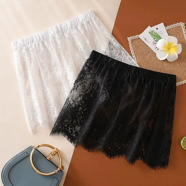 Lace Hem Sweatshirt Base Layer Inner Wear Overlap Spring Autumn Winter New Style High Waist A-Line Skirt Loose Fit Nylon Fabric