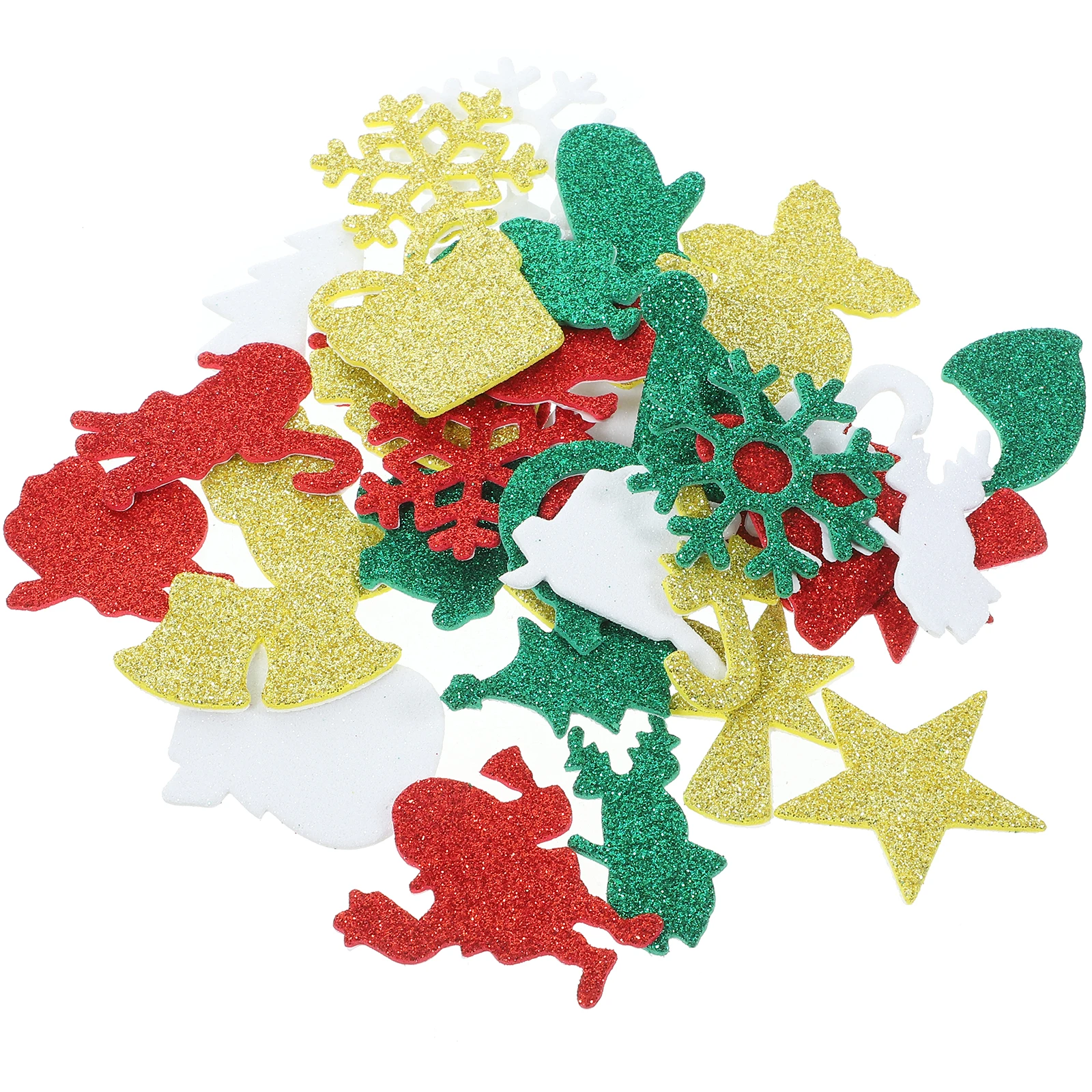

50pcs Christmas Stickers Self Adhesive Foam Decorative Patches for Crafts Party Wall Bedroom Glitter Holiday Mixed