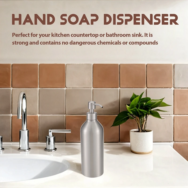 AT14 Soap Dispenser Stainless Steel Bottle Countertop Anti-Rust And Pump Hand Lotion Liquid Dispenser For Kitchen & Bathroom