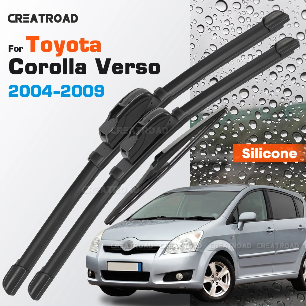 

Silicone Wiper Blades Fit For Toyota Corolla Verso 2004 2005 2006 2007 2008 2009 Coated Car Windshield Wipers 26"+16"+11"