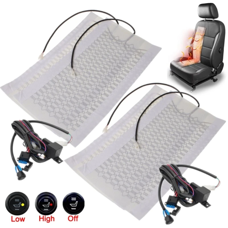 Universal Car Seat Heater Pad Carbon Fiber Seat Heating Pad Built in Seat Heating with Temperature Adjustable Switch for 2 Seats