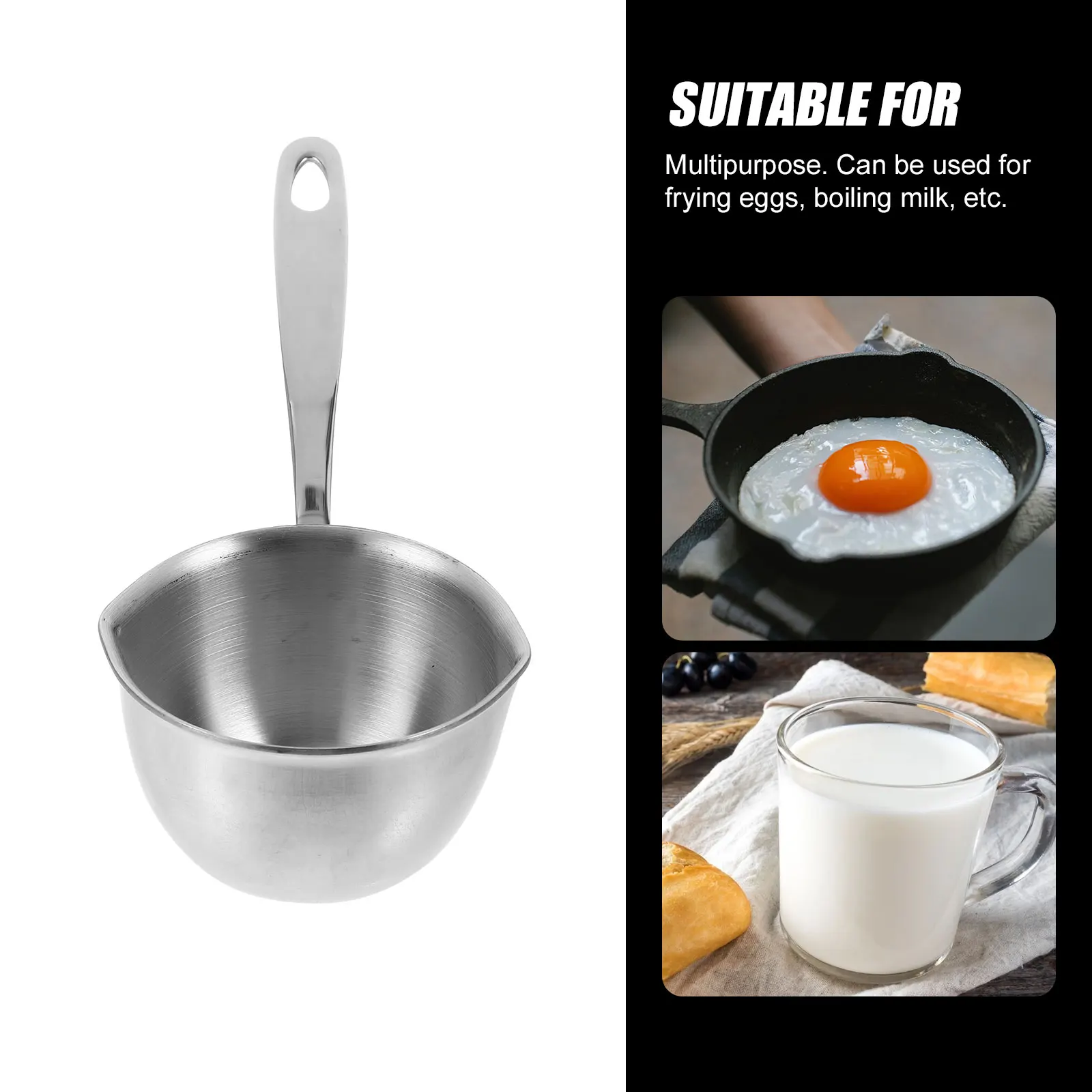 

Stainless Steel Milk Pot Saucepan Cooking Pan Mini Oxidation Resistant Corrosion Proof Easy Clean Space Saving Handle