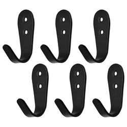 Towel Hanger Holder Coat Single Hook Kitchen Bathroom Bedroom Small U-shaped Wall-mounted 4pcs Black Solid Metal