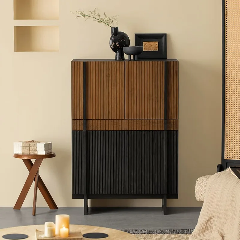 

Side cabinet modern simple solid wood teak chest cabinet bedroom living room wall storage side cabinet