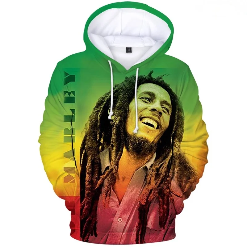 

Men Hoodie Sweatshirts Hip Hop Bob Marley Streetwear Men's Sweatshirt Hooded Pullover Harajuku Pocket Fashion Coat Hoodies