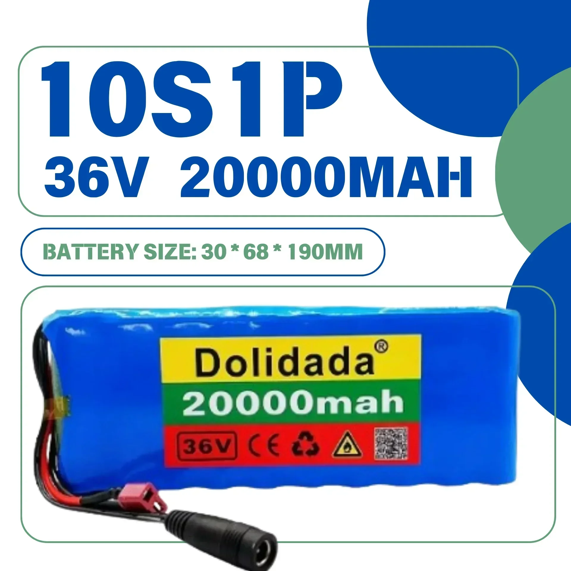 

New lithium-ion 18650 battery pack 10S1P, 36V, 20Ah, with BMS 20A, 500W, used for bicycles, cars, electric scooters, belts.