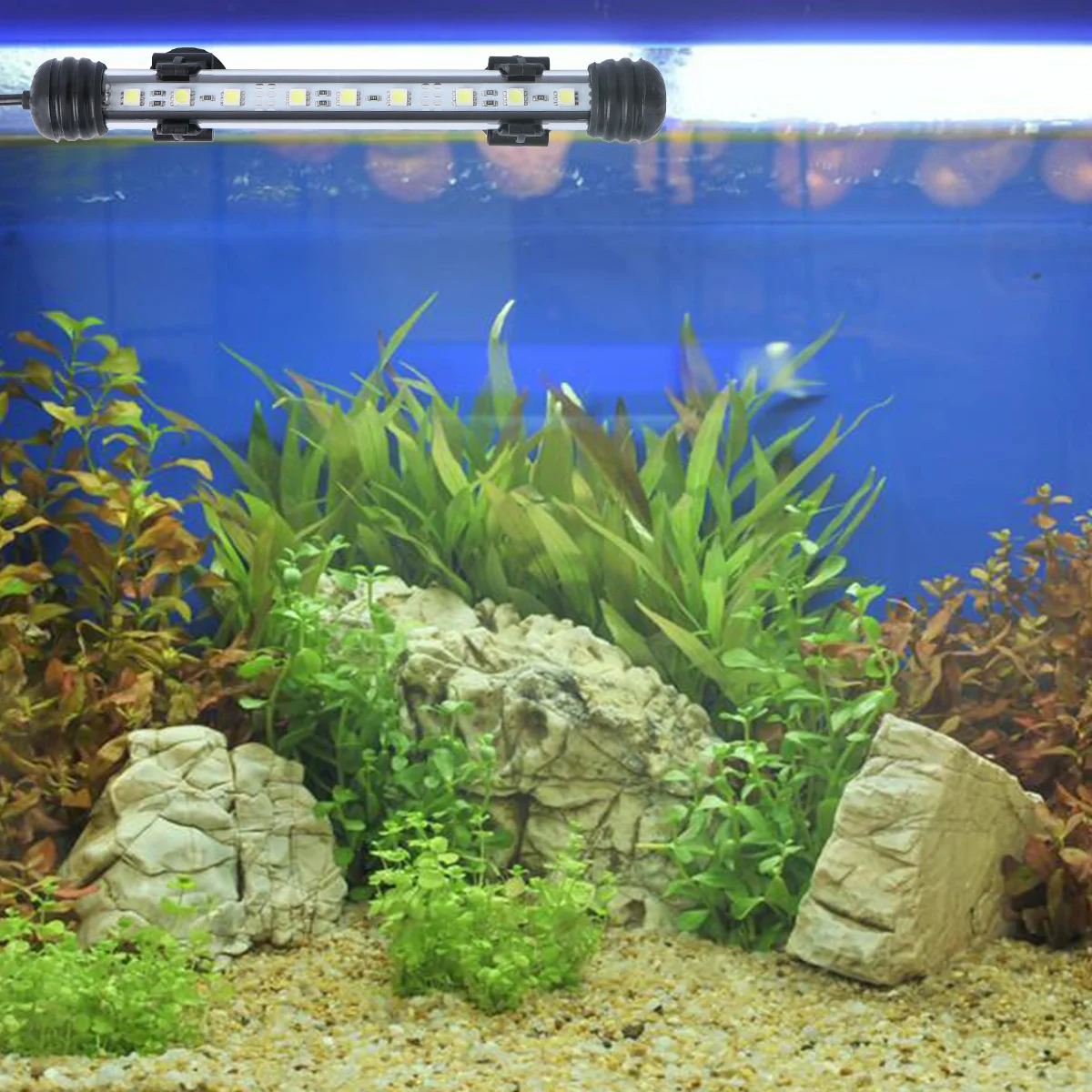 

1pc Led Aquarium Light 19Cm White Fish Tank Lamp Waterproof Full Spectrum Bright Acrylic Tube Dual Suction Cups Easy Install