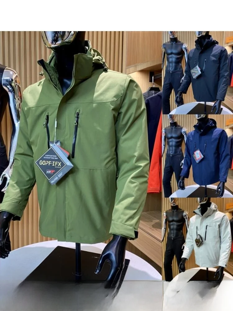 

High-End Men's Outdoor Waterproof Tee-In-One down Jaet Thi Warm Coat Polyester Fiber Long Sve Zipper Closure Casual ...