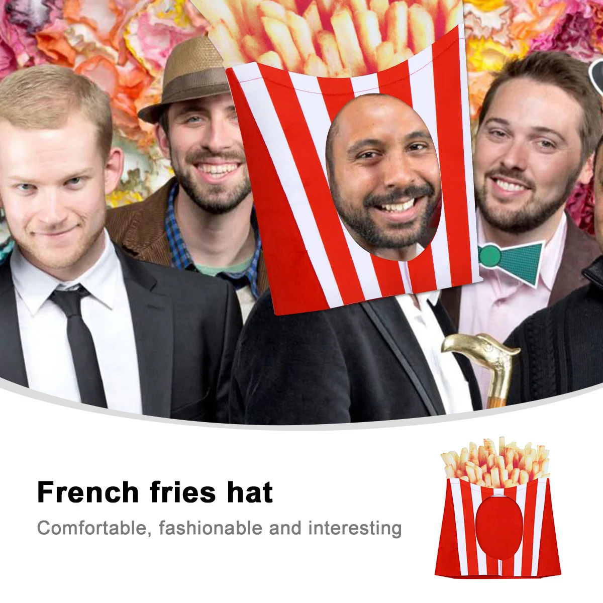 

1pc French Fries Hat Red Premium Felt Soft Reusable Party Headwear For Christmas Parade Photo Shoot Decorative Food Shaped