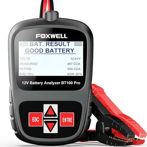 

FOXWELL BT100 Pro 12V Battery Tester – 100-1100 CCA Digital Analyzer for Car, Truck, Motorcycle, Boat, RV