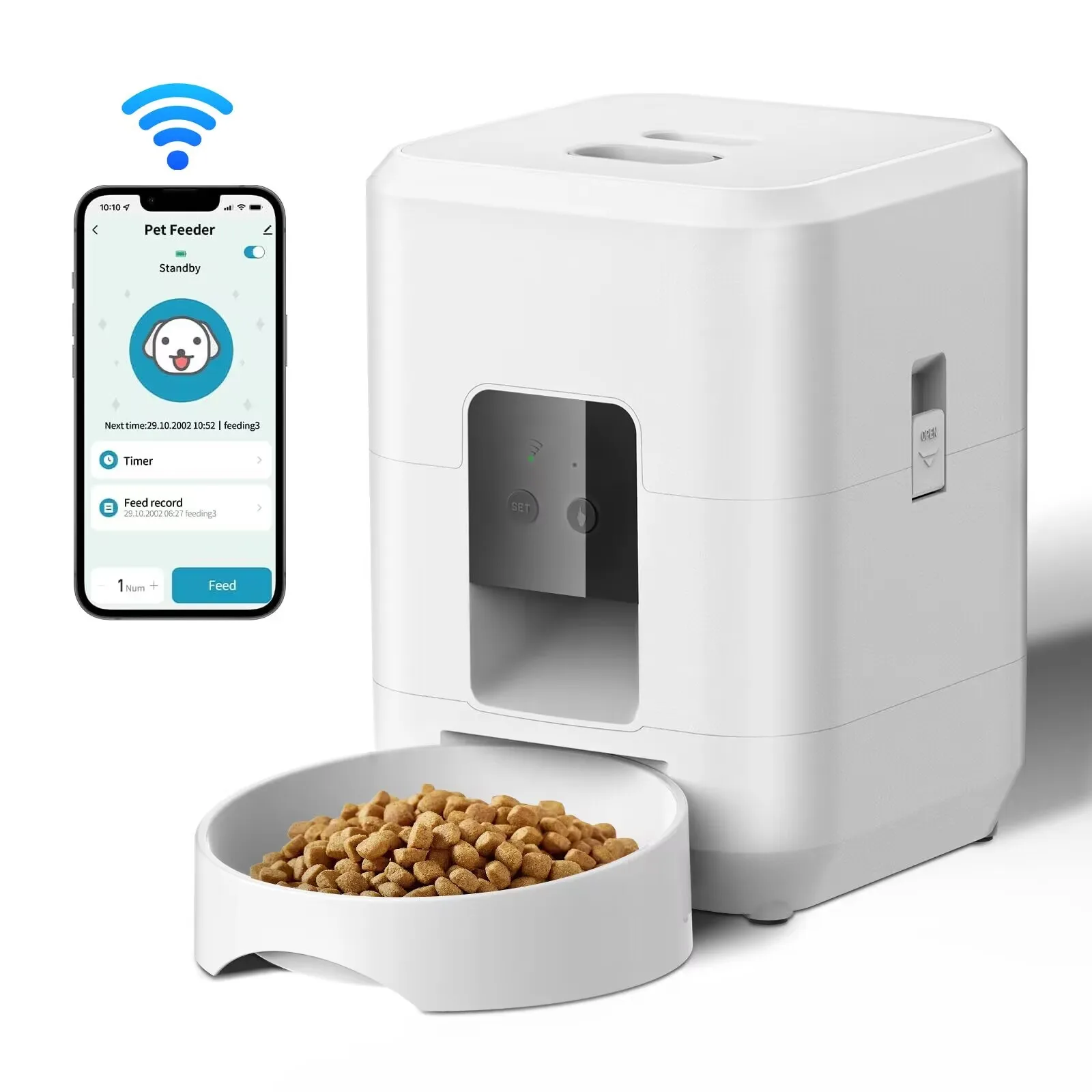 2L Drukknop WiFi Camera USB Automatische Pet Feeder Smart Cat Feeder Slow Dog Feeder met Timer Video Pet Feeder Voerbak