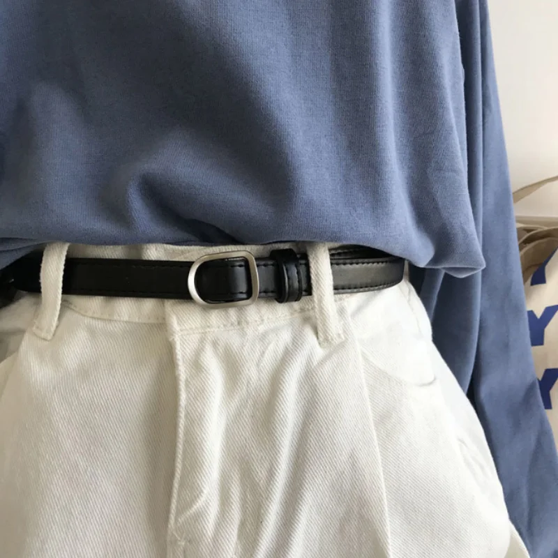 Lazy Belt, casual perforated PU leather belt for women, ideal match for jeans, unisex practical waist belt for daily casual wear