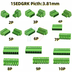 1Sets 15EDGRK 3.81mm 2/3/4/5/6/7/8-24 pin right angle screw terminal block connector 15EDG 3.81MM pitch Plug + Pin Header Socket