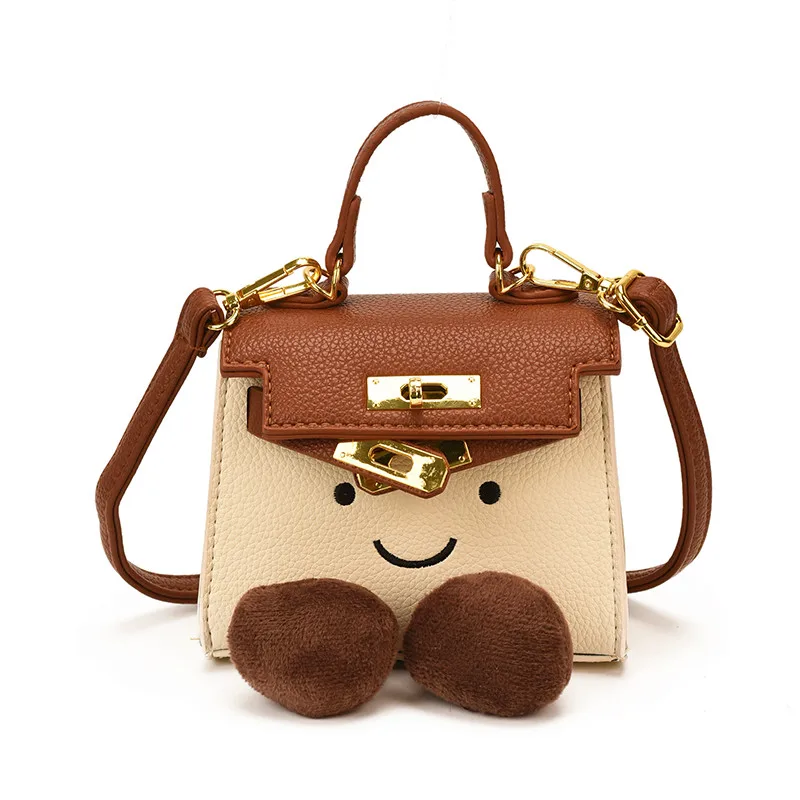 Cute Brown  Crossbody Bag Women's 2026 New Style Key Lipstick Earphone Bag Fashion Trend Soft Handle Lock Buckle Closure