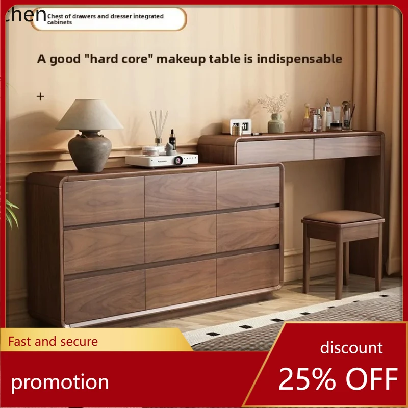 

HXL Solid Wood Dressing Table and Chest of Drawers Integrated Ultra-Narrow Bedroom Bedside Makeup Table