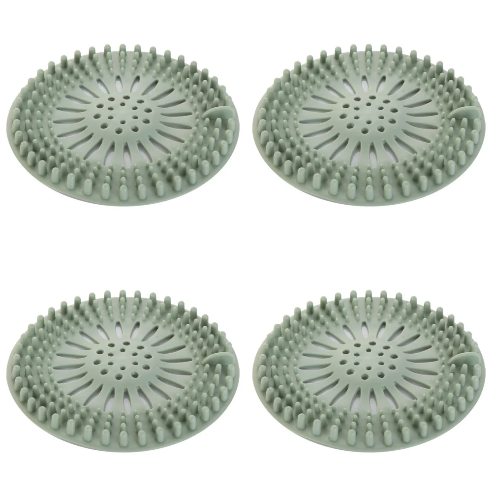 4 PCS TPR Shower Drain Cover Anti-Clog Design Pink Green Floor Drain Strainer Reusable Round Design Bathtub Drain Cover