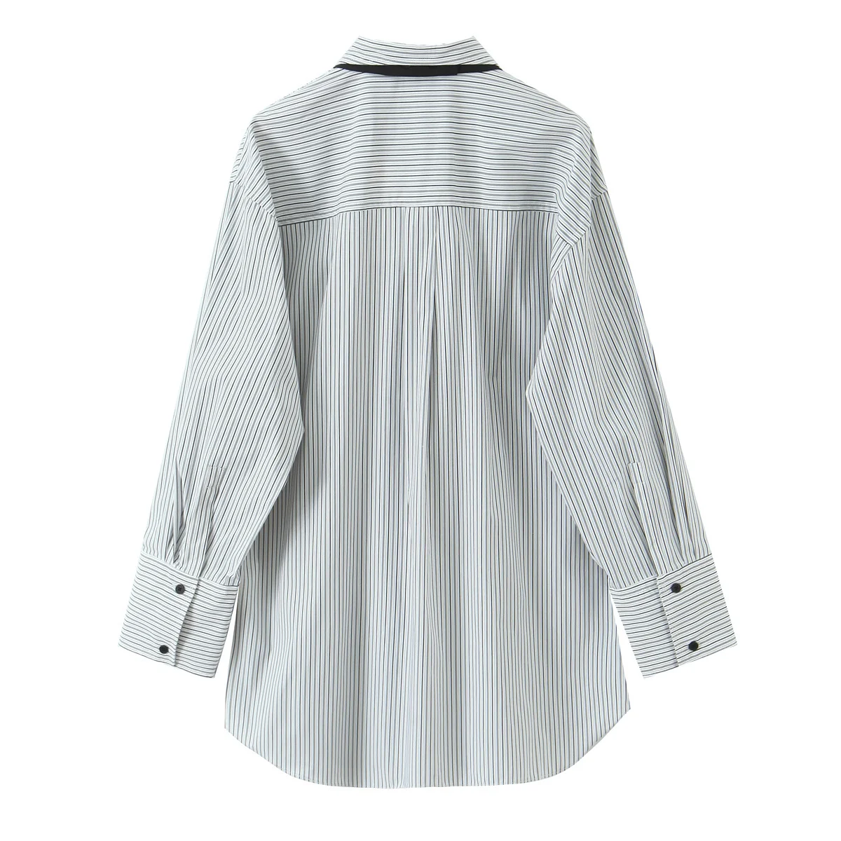 DiYiG KOBIETA 2025 Zima Nowa Moda Paski Nadruk Długi Top Elegancki Ozdobny Wiązany Długi Rękaw Luźna Koszula Bluzki Mujer