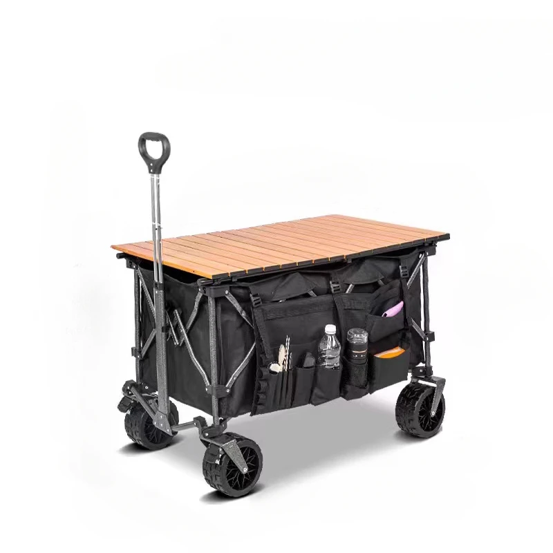 Camping Trolley 220L Large Capacity Folding Wagon Cart Portable Outdoor Multifunction Adjustable Handle Trolley