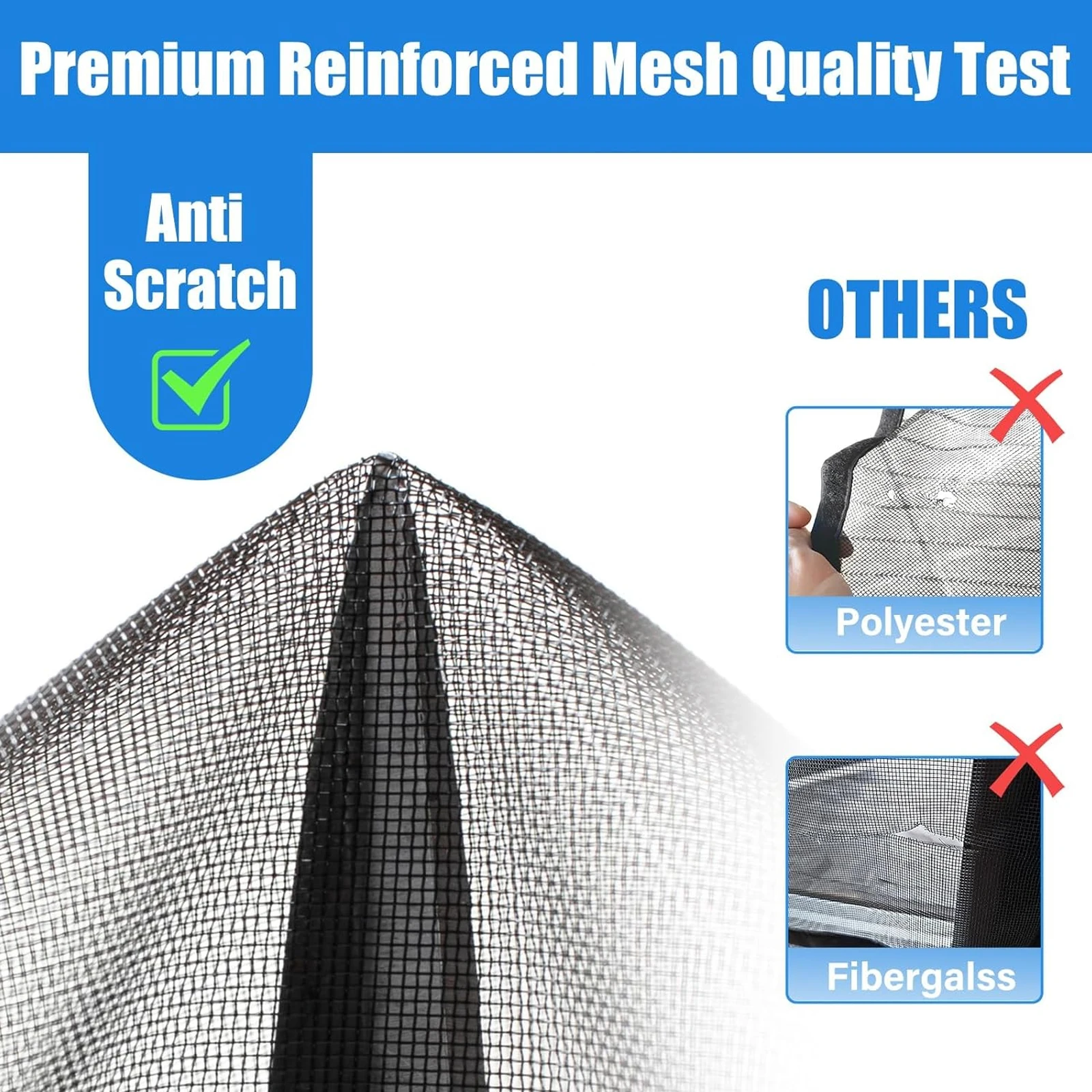 Magnetic Screen Door Right Side Opening PET Mesh Greater Than Fiberglass and Polyester Easy Install Fit Door Size 30\