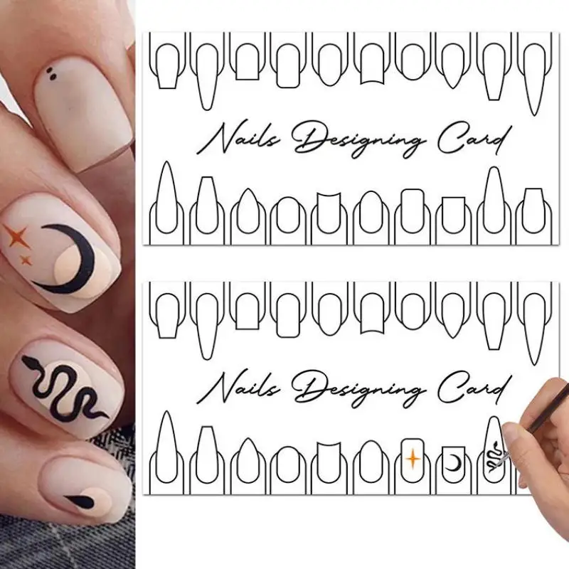 10 carte per esercitazioni per unghie per principianti Presse sulle unghie Formazione Design Card Modelli di pittura per nail art
