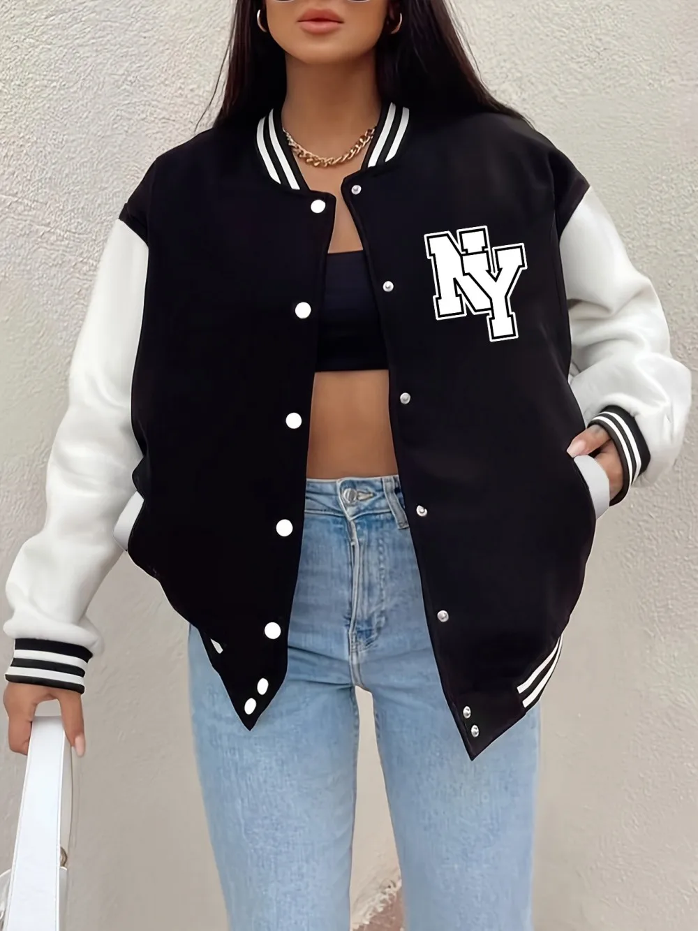 

New York Letter Printing Coats Womens Winter Comfortable Baseball Jersey Fleece Warm Soft Jackets Casual Pocket Woman Clothes