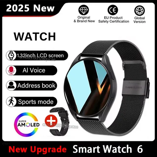 2025 nuevo reloj 6 reloj inteligente para mujer Bluetooth llamada monitoreo de salud despertador relojes deportivos de moda para hombres para Android IOS