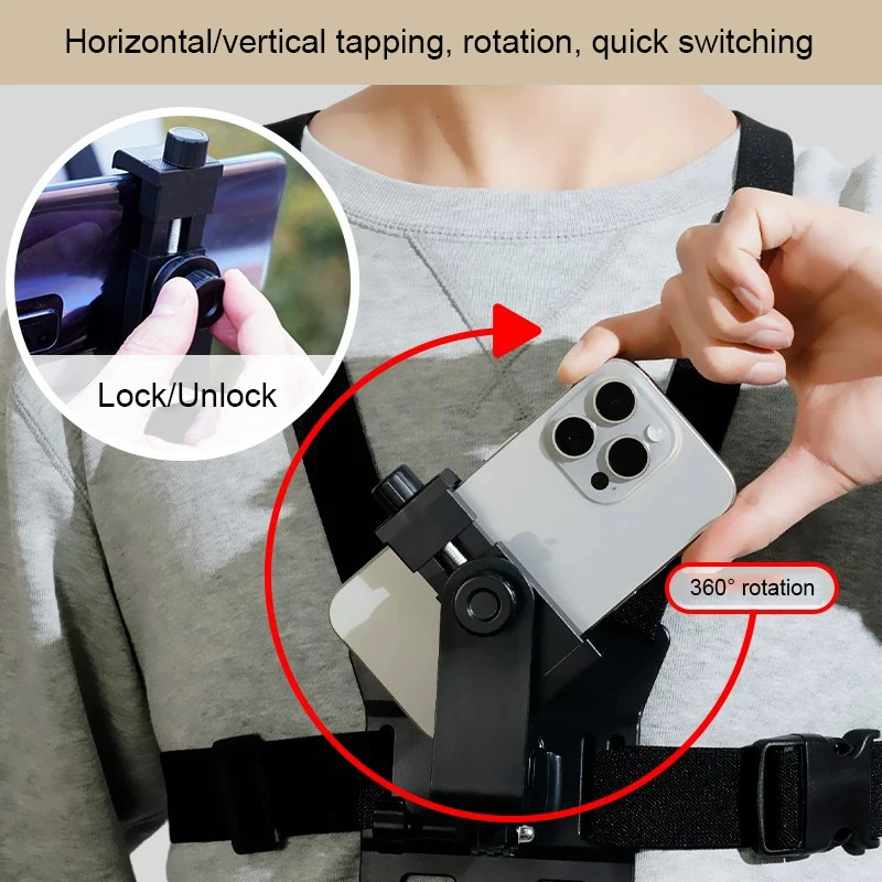 Sports Chest Strap Mount for Phone Camera - First Person Perspective Shooting Live Streaming Outdoor Fishing & Cycling