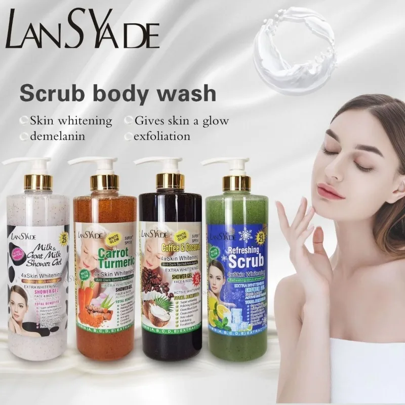 1000ML Hydrating Body Scrub Gel - Spa-Like Exfoliation & Cleansing for Silky Skin, Creamy Lather Long-Lasting Fragrance