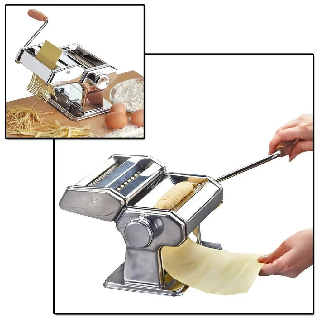 Manual Maker Presses Lasagne Spaghetti Tagliatelle Maker Machine Cutter, Stainless Steel