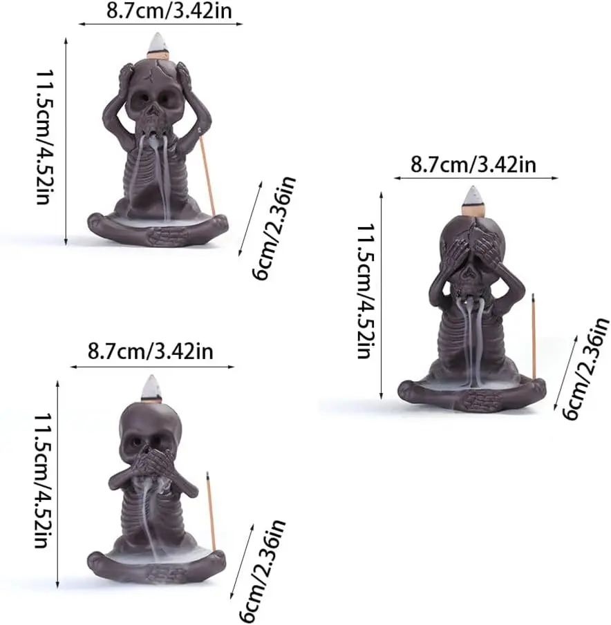 

Burner Holder - Skull Head Backflow Waterfall Holder - Skeleton Ceramic Little Ghost Burner for Halloween/Aromatherapy/Yoga//