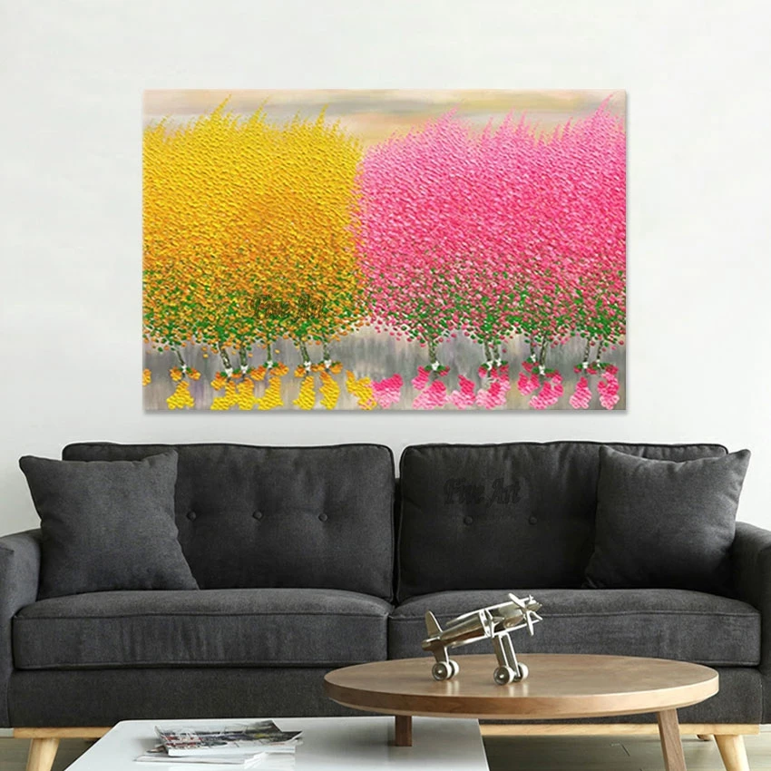 Thick Textured Acrylic Painting Abstract Modern Tree, Canvas Art Designs, Wall Picture For Bedroom, China Imports Home Decor