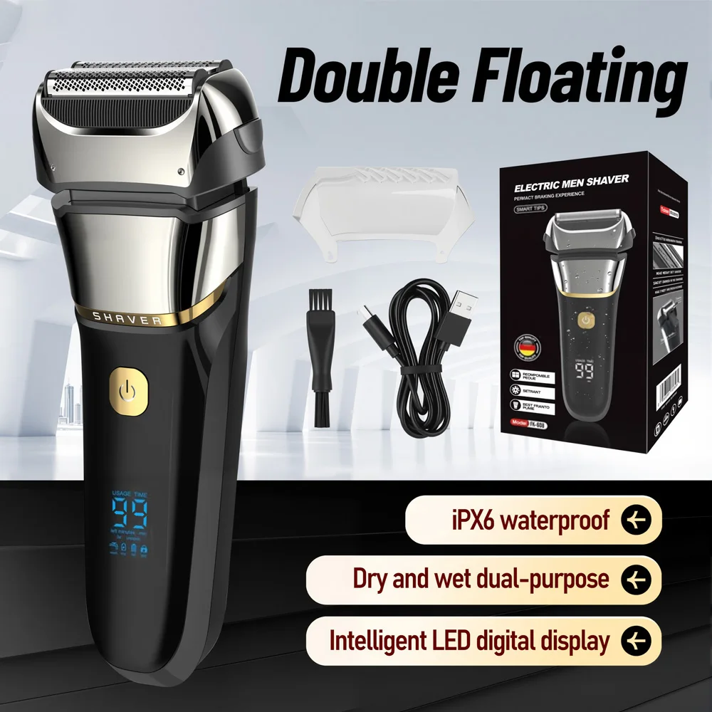 

Electric Shaver For Men Rechargeable Shaving Razors Trimmer Machine Waterproof Foil Shaver with LED Display for Beard Trimming